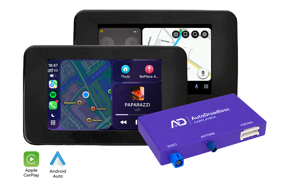 CarPlayBox met CarPlay op een Mercedes-Benz C-Klasse